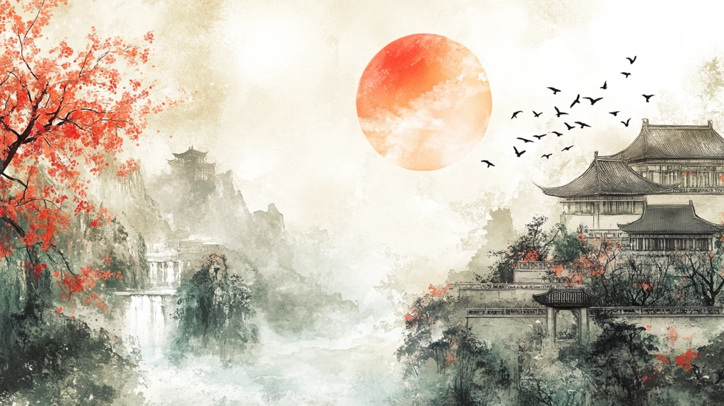 古风秋天景色插画