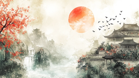 古风秋天景色插画