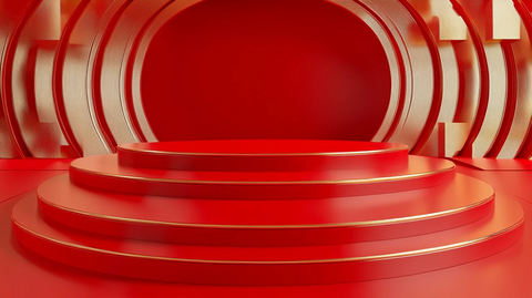 红色立体场景舞台展台