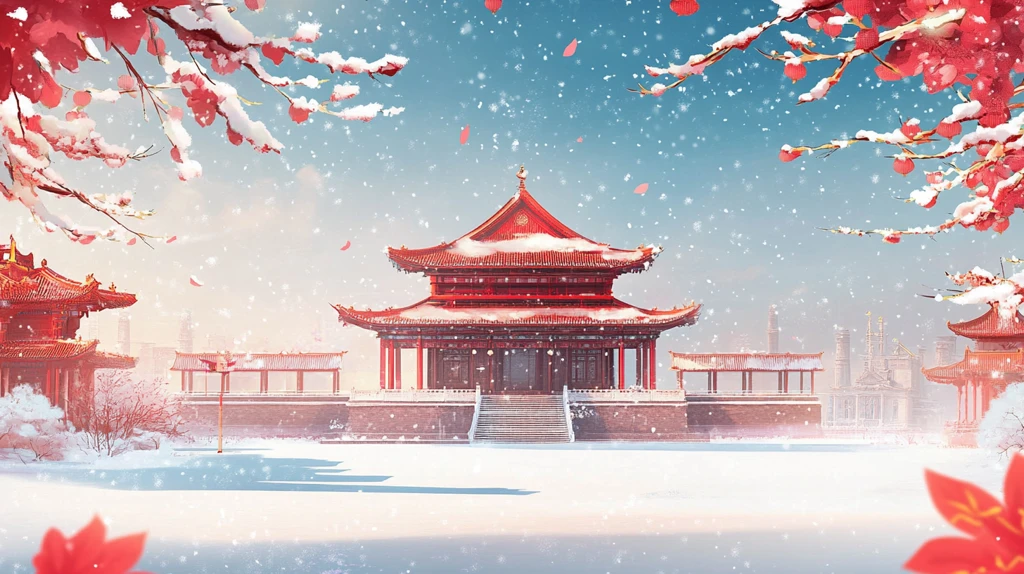 故宫冬天插画