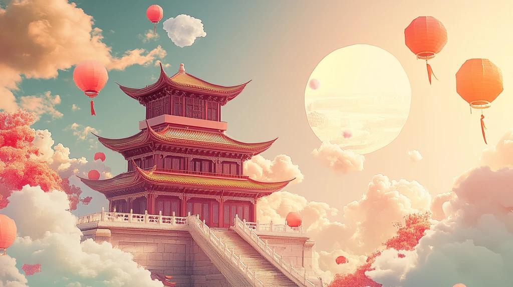 毫州建筑插画背景