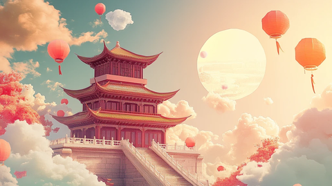 毫州建筑插画背景