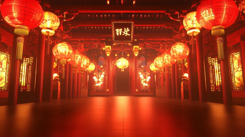 红灯笼拜堂仪式背景