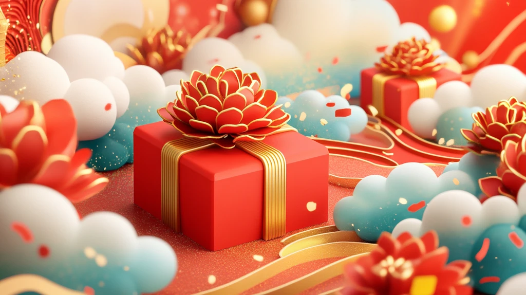 春节新年礼盒包装插画