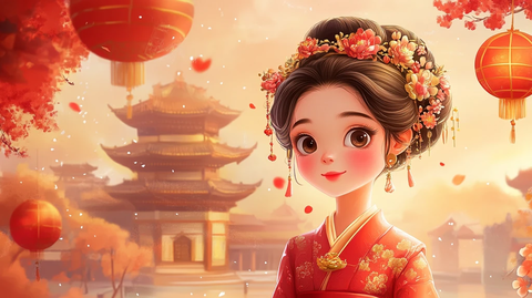 新年插画春节贺岁拜年