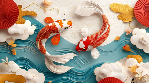 剪纸风格金鱼