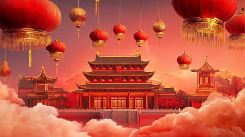 横店插画宣传背景素材