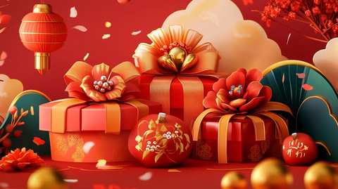 春节新年礼盒包装插画