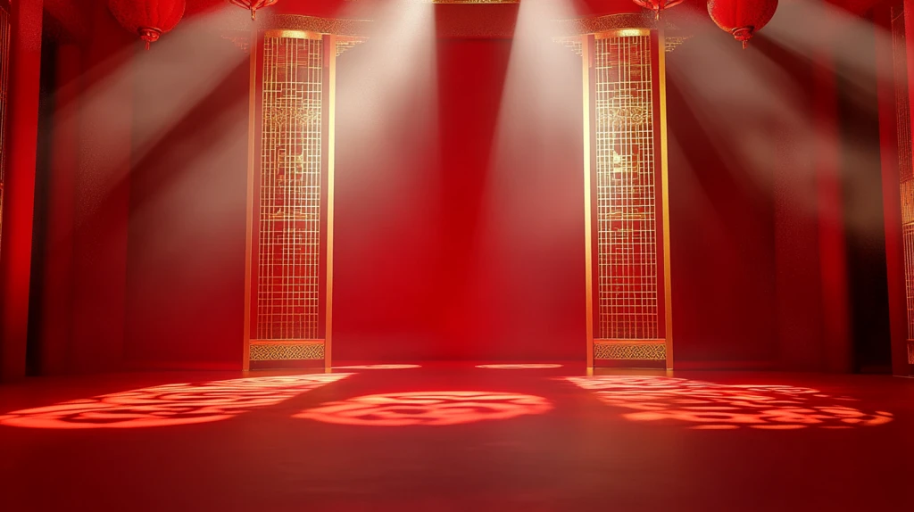 新中式暗红色舞台背景