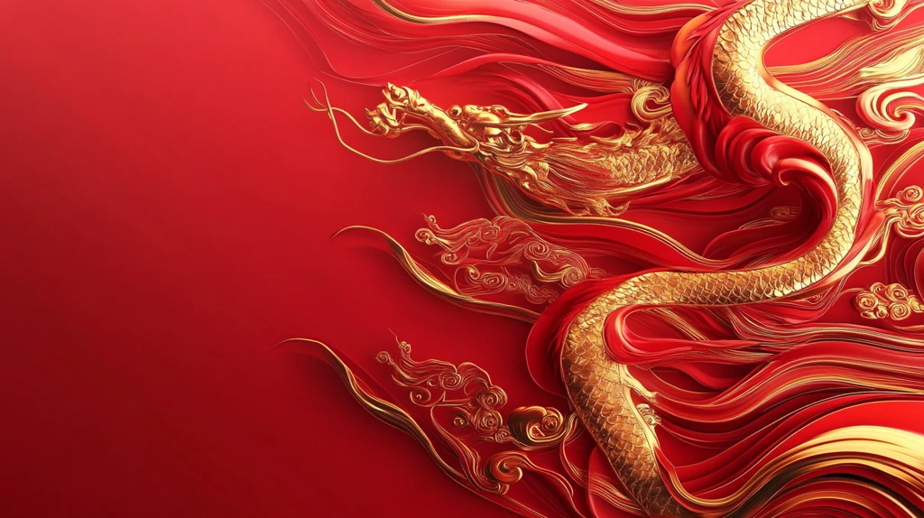 龙年红金渐变插画