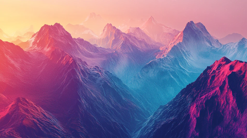 粉红色的超现实山脉