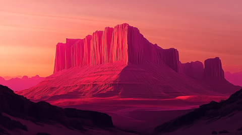 粉红色的超现实山脉