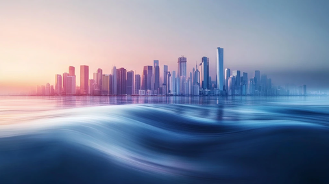 蓝色质感渐变城市