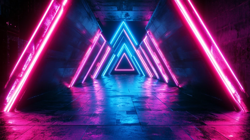 流光溢彩的霓虹灯走廊