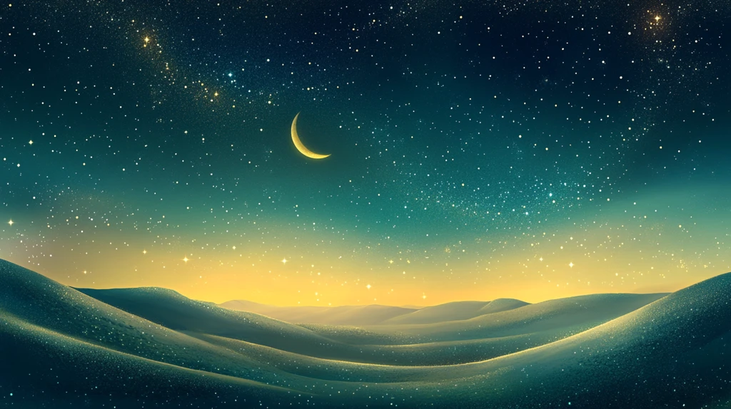 意境图片星月山川挂图