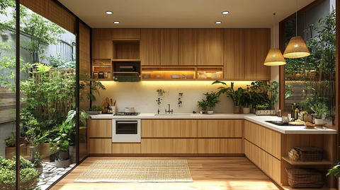 木质橱柜白石台面