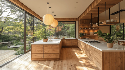 木质橱柜白石台面