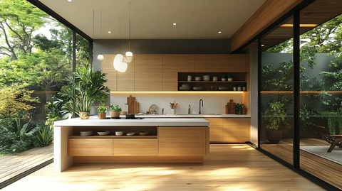 木质橱柜白石台面