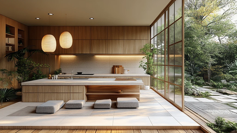 木质橱柜白石台面