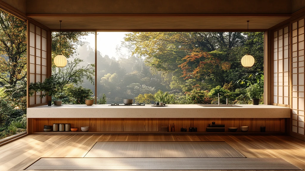 木质橱柜白石台面