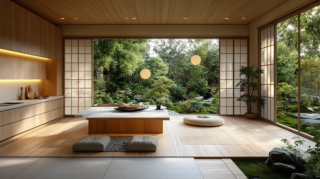 木质橱柜白石台面