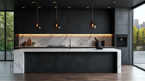 黑白厨房岛台设计