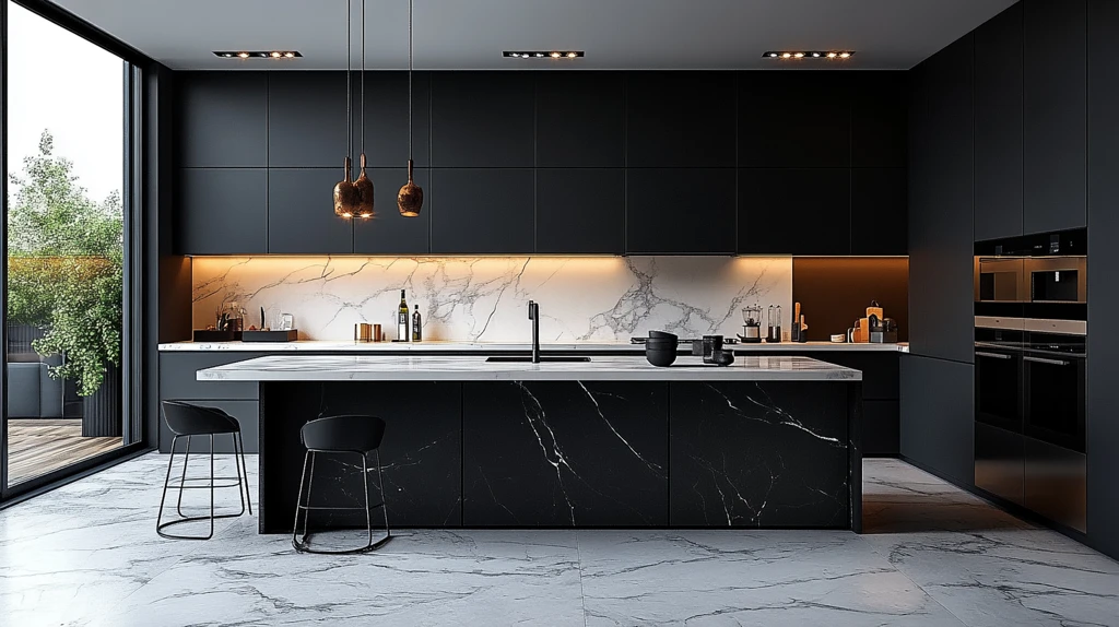 黑白厨房岛台设计