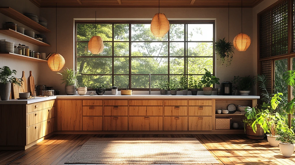 木柜白石台竹灯