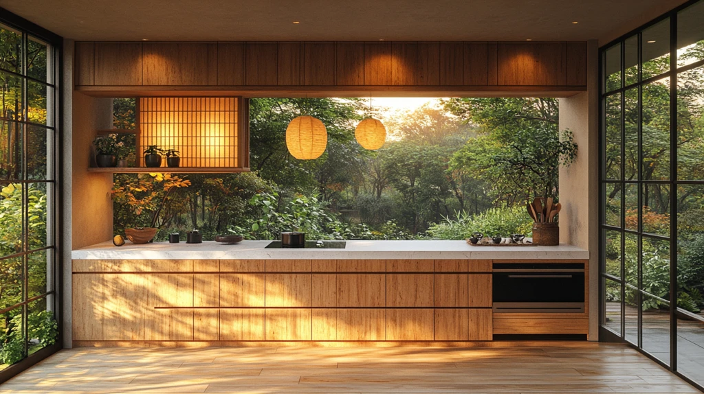 木柜白石台竹灯