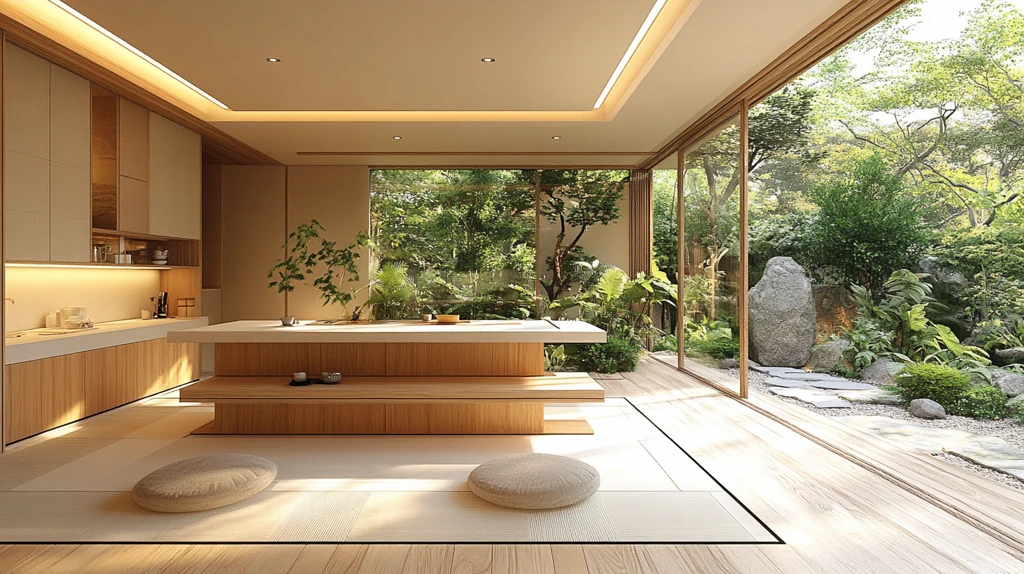 木柜白台绿植风