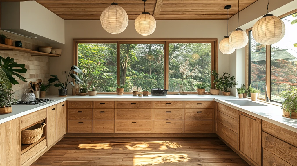 木柜白台绿植风