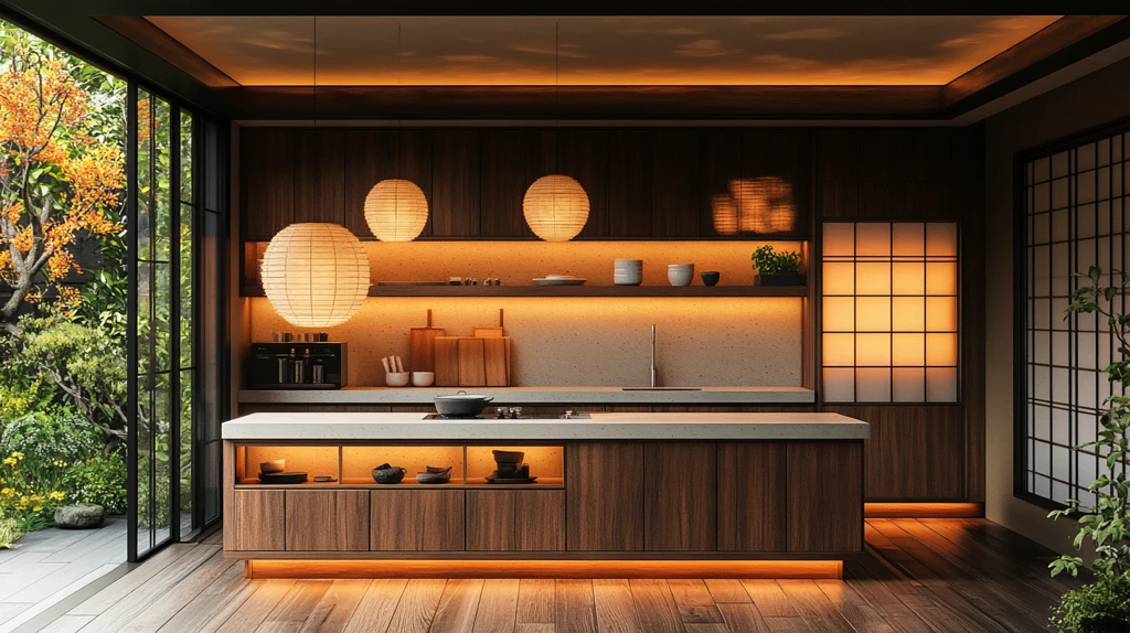 木柜白台纸灯竹饰