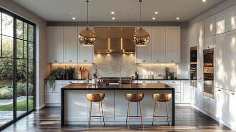 白色橱柜金色点缀