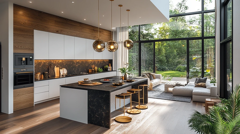 白色橱柜金色点缀