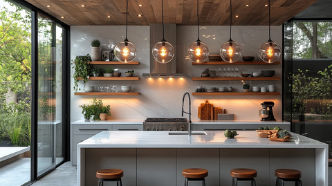 灰色橱柜白石台面