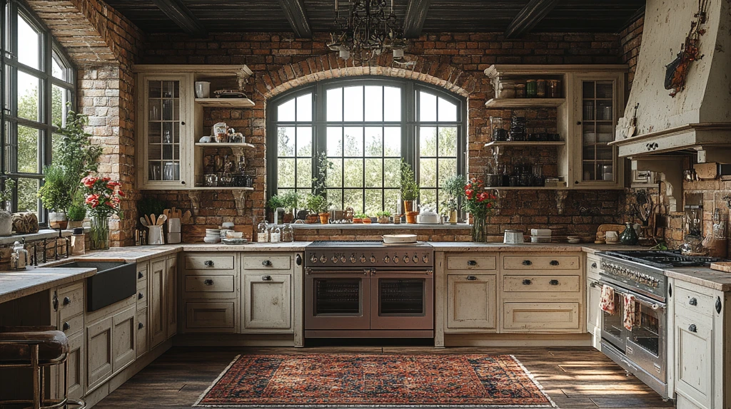 乡村厨房石柜花饰