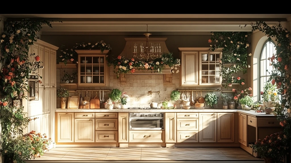 乡村厨房石柜花饰