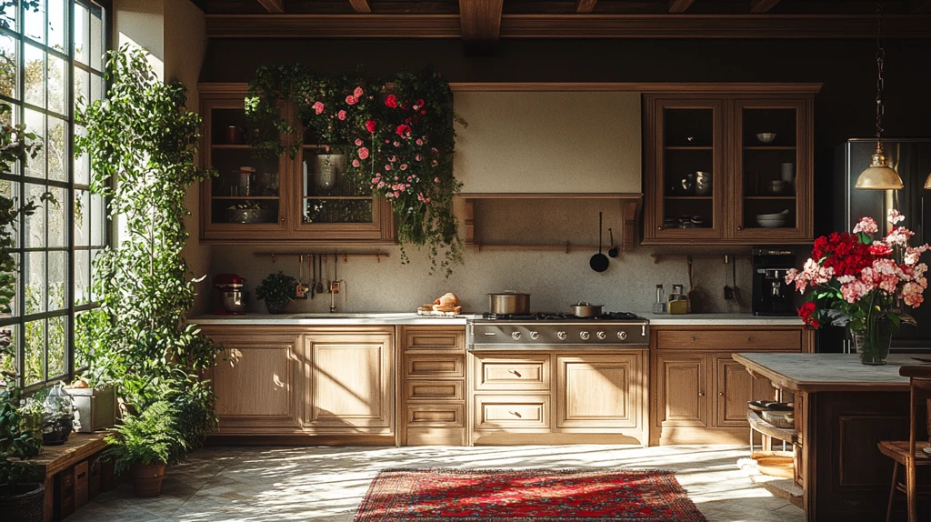 乡村厨房石柜花饰