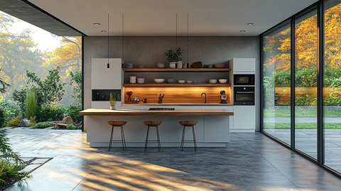 白色橱柜金属台面