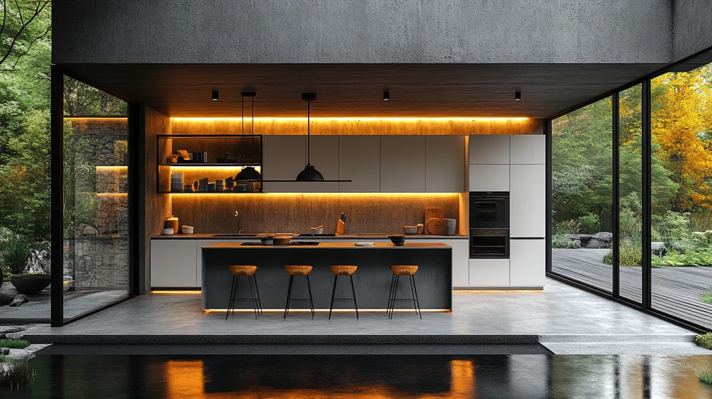 白色橱柜金属台面