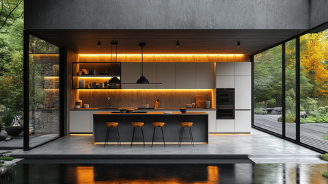 白色橱柜金属台面