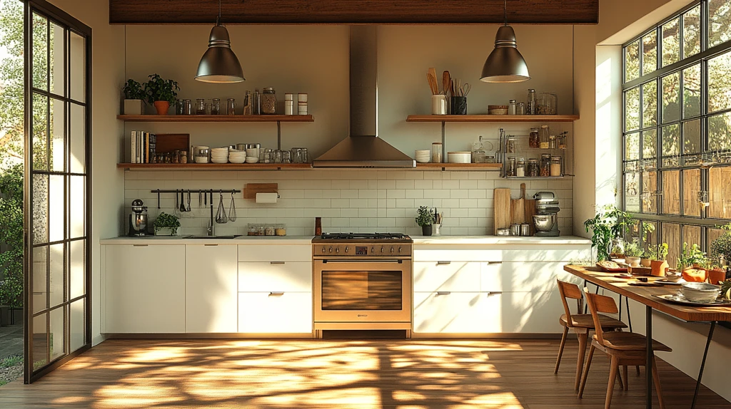 白色橱柜金属台面