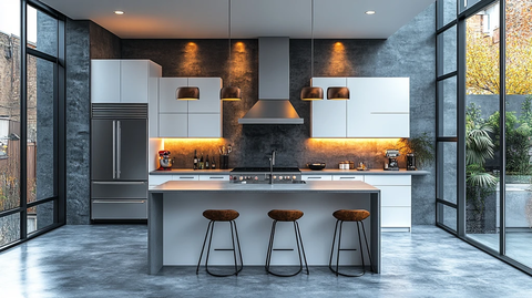 白色橱柜金属台面