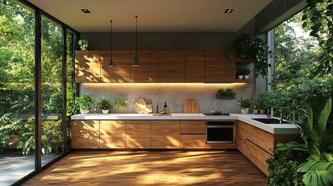 木柜白台绿植灯