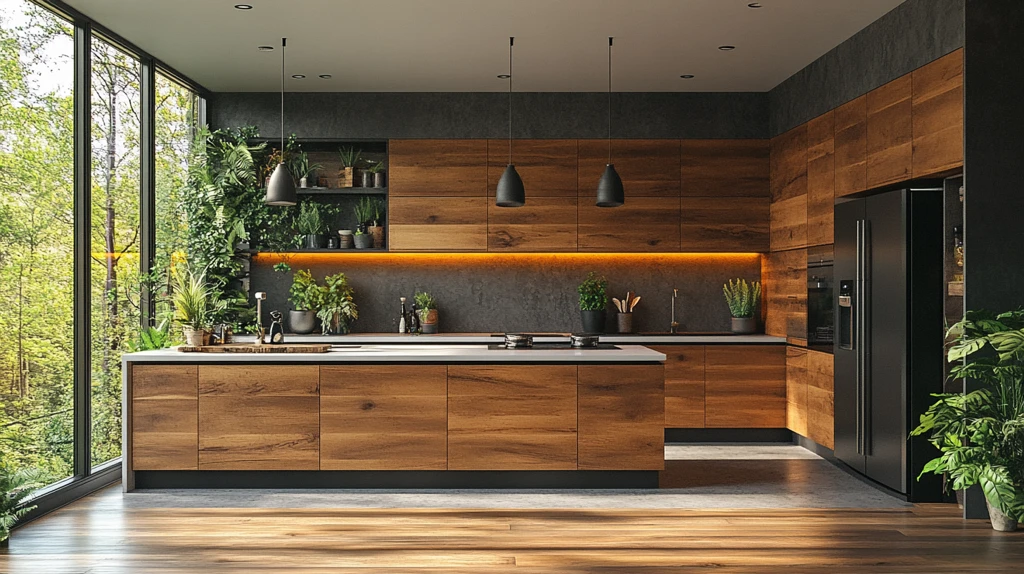 木柜白台绿植灯