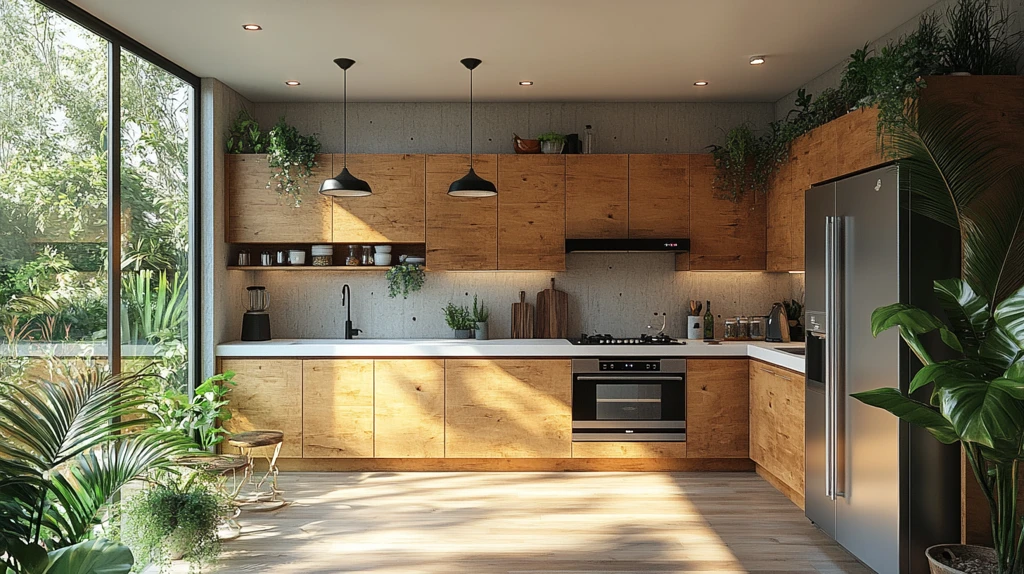 木柜白台绿植灯