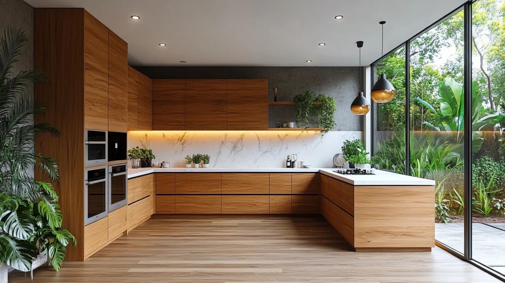 木柜白台绿植灯