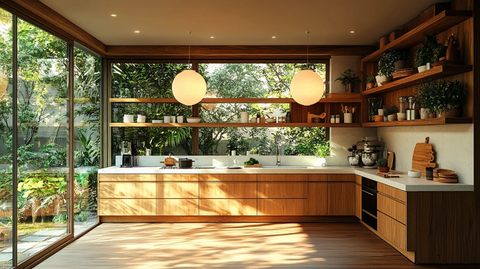 木柜白石台纸灯竹饰