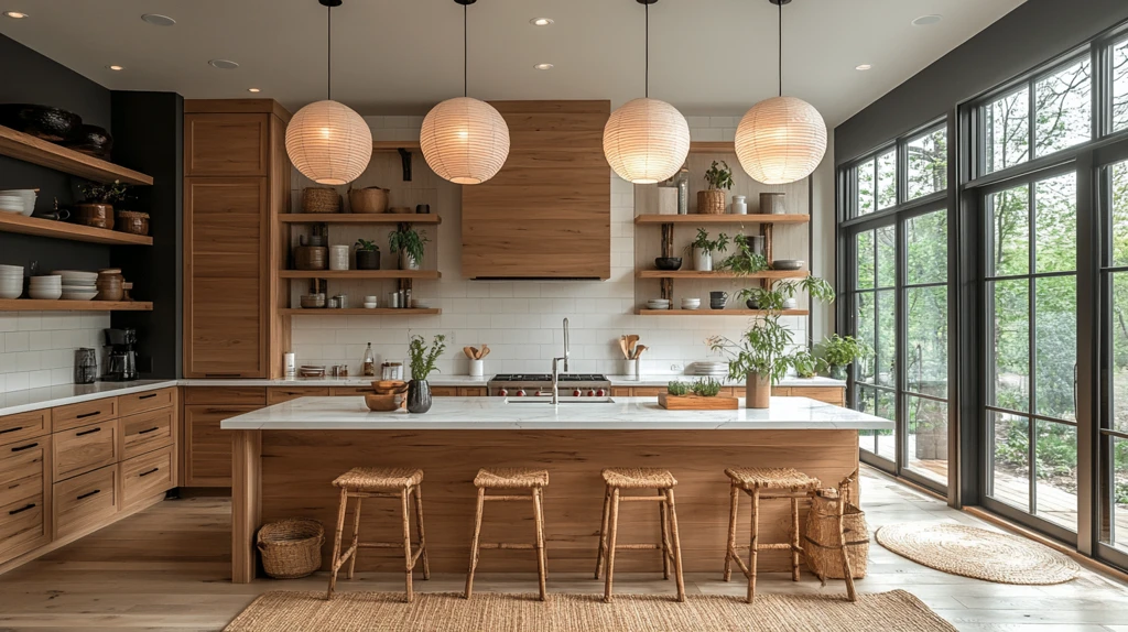 木柜白石台纸灯竹饰