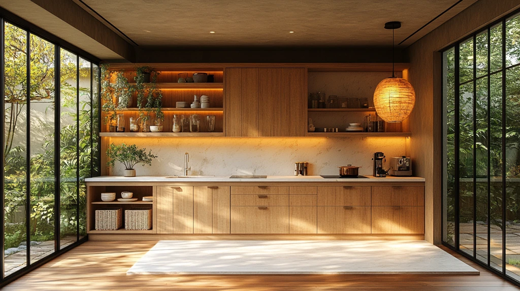 木柜白石台纸灯竹饰